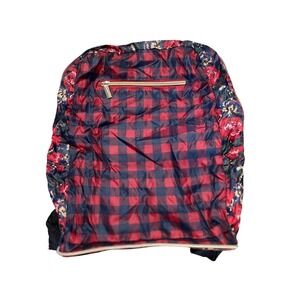 Francesca's Mirror Mirror Packable Travel‎ Backpack Floral Plaid Signature New